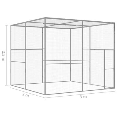 vidaXL Cage pour chat 3x3x2,5 m Acier galvanisé