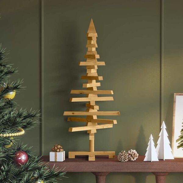 vidaXL Arbre de Noël en bois Marron 90 cm Bois massif en pin