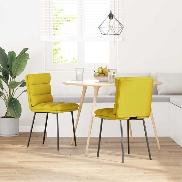 vidaXL Chaises &agrave; manger lot de 2 Jaune Velours