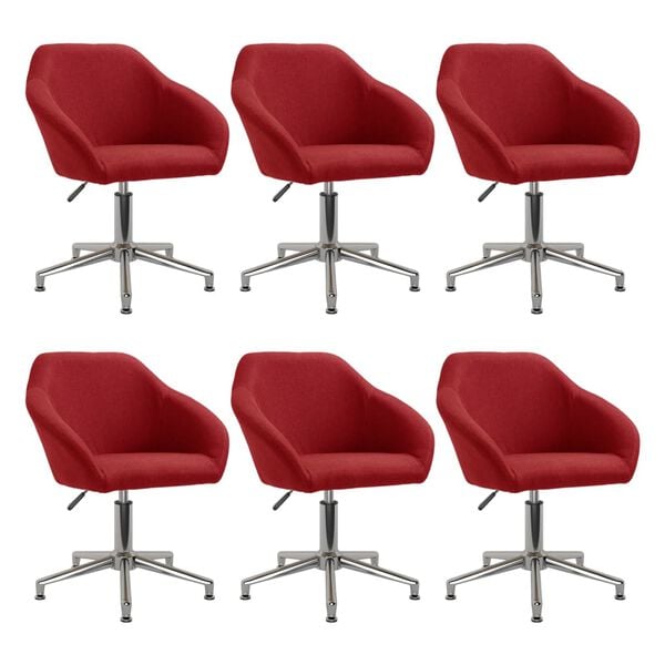 vidaXL Chaises pivotantes &agrave; manger lot de 6 rouge bordeaux tissu