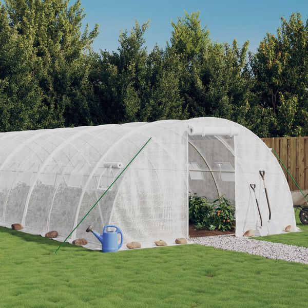 vidaXL Serre avec cadre en acier blanc 48 m&sup2; 12x4x2 m