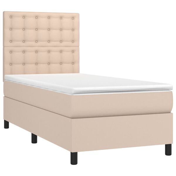 vidaXL Sommier &agrave; lattes de lit avec matelas LED Cappuccino 100x200 cm