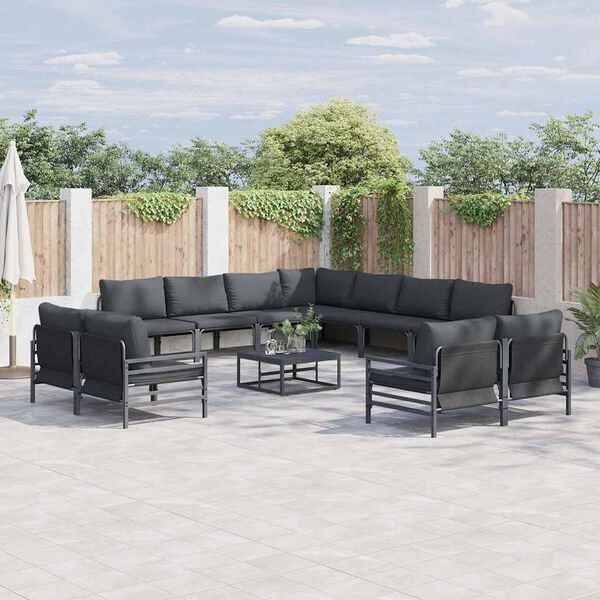 vidaXL Ensemble de canapé de jardin Anthracite Acier