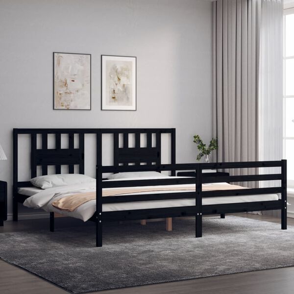vidaXL Cadre de lit sans matelas noir 200x200 cm bois massif
