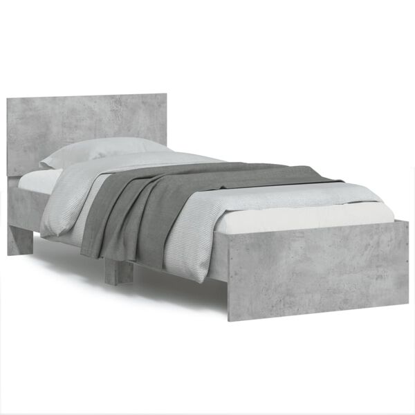vidaXL Cadre de lit sans matelas avec t&ecirc;te de lit gris b&eacute;ton 90x190 cm