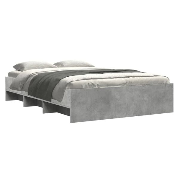 vidaXL Cadre de lit sans matelas gris b&eacute;ton 120x190 cm bois ing&eacute;nierie