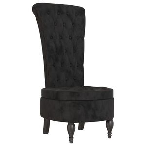 vidaXL Chaise &agrave; dossier haut noir velours conception de bouton
