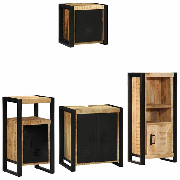vidaXL Ensemble de mobilier de salle de bain avec &eacute;tag&egrave;re 4 pcs