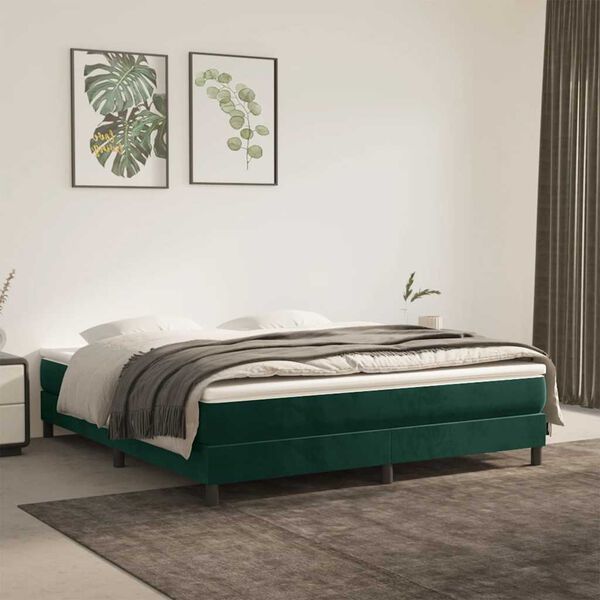 vidaXL Sommier à lattes de lit et matelas Vert foncé 180x200cm Velours