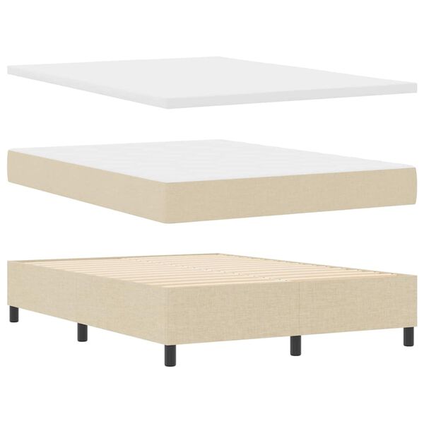 vidaXL Lit &agrave; ressorts avec matelas Cr&egrave;me 140 x 190 cm tissu