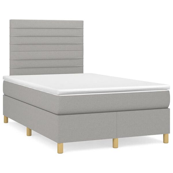 vidaXL Sommier &agrave; lattes de lit et matelas gris clair 120x190 cm tissu