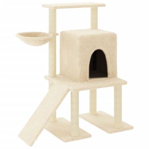 vidaXL Arbre &agrave; chat avec griffoirs en sisal Cr&egrave;me 96,5 cm