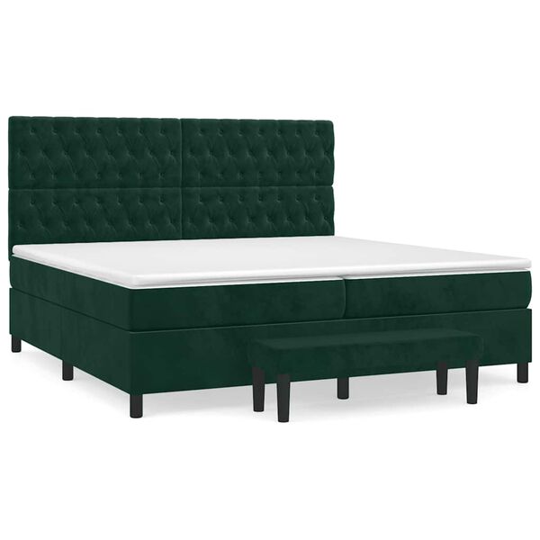vidaXL Sommier &agrave; lattes de lit et matelas Vert fonc&eacute; 200x200cm Velours