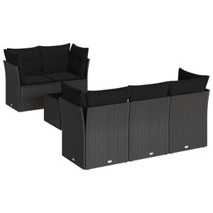 vidaXL Salon de jardin 6 pcs avec coussins noir r&eacute;sine tress&eacute;e