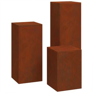 vidaXL Support de Plante 3 pi&egrave;ces Rouill&eacute; 24 x 24 x 75 cm Acier patin&eacute;