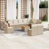 vidaXL Salon de jardin 11 pcs avec coussins beige r&eacute;sine tress&eacute;e