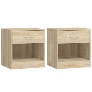vidaXL Table de chevet 2 pcs avec tiroir Couleur de ch&ecirc;ne