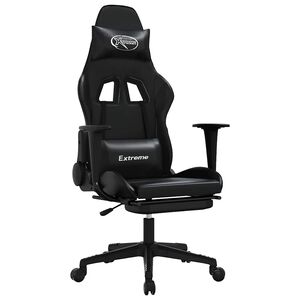 vidaXL Chaise de jeu de massage avec repose-pied Noir Similicuir