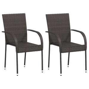 vidaXL Chaises empilables d'ext&eacute;rieur lot de 2 R&eacute;sine tress&eacute;e Marron