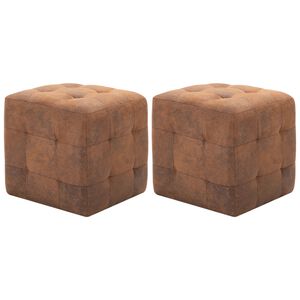 vidaXL Tables de chevet 2 pcs Marron 30x30x30 cm Similicuir daim