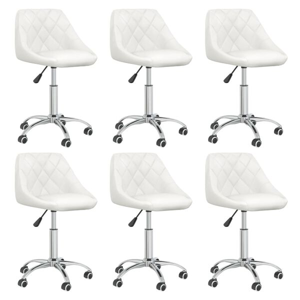 vidaXL Chaises pivotantes &agrave; manger lot de 6 blanc similicuir
