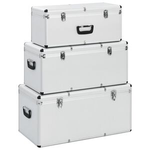 vidaXL Bo&icirc;tes de rangement 3 pcs Argent&eacute; Aluminium