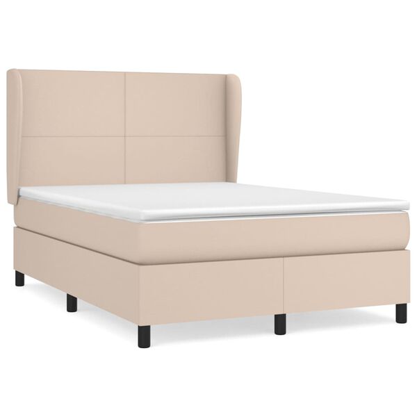 vidaXL Sommier &agrave; lattes de lit avec matelas Cappuccino 140x200 cm