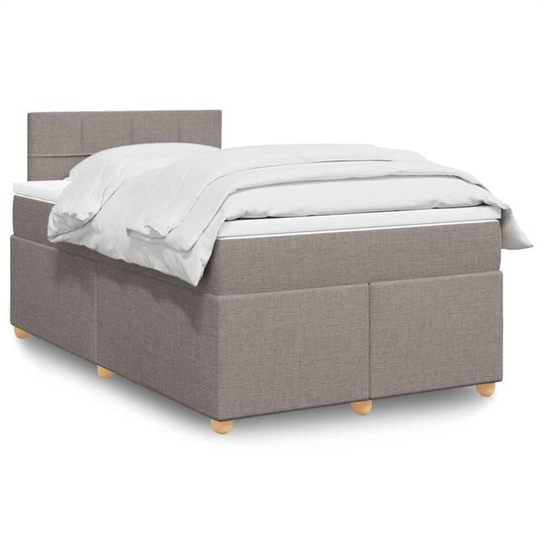 vidaXL Sommier &agrave; lattes de lit avec matelas taupe 120x190 cm tissu