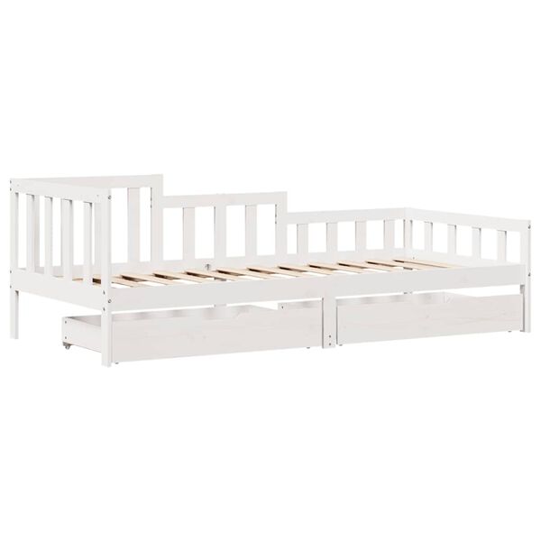 vidaXL Lit de jour et tiroirs sans matelas blanc 90x190 cm bois massif