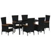 vidaXL Ensemble de salle &agrave; manger pour jardin avec coussin 7 pcs Noir