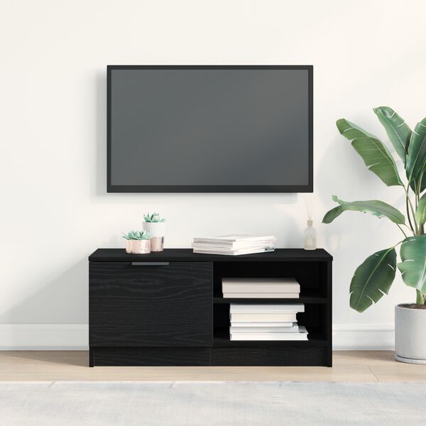 vidaXL Meuble TV Ch&ecirc;ne noir 80 x 35 x 36,5 cm Bois d'ing&eacute;nierie