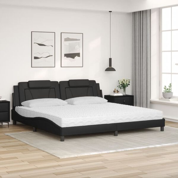vidaXL Lit Viana avec matelas noir 200x200 cm similicuir