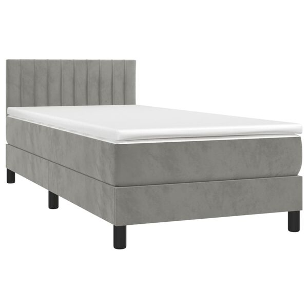 vidaXL Sommier à lattes de lit et matelas et LED Gris clair 80x200cm