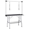vidaXL Table de toilettage r&eacute;glable de chiens avec 2 boucles et panier