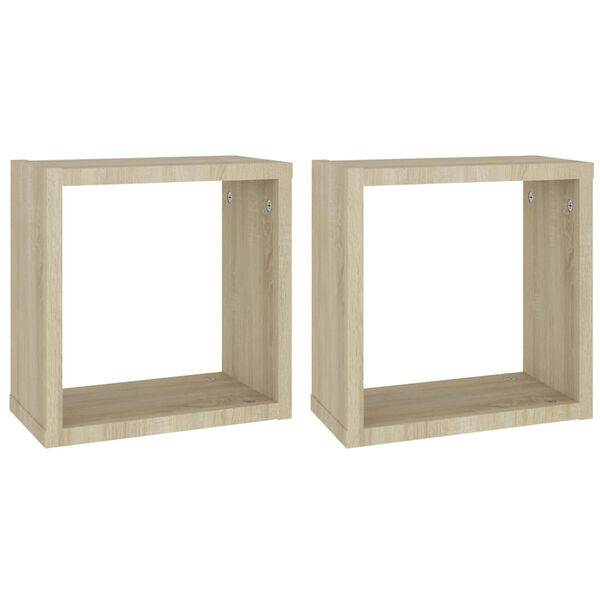 vidaXL Étagères cube murales 2 pcs chêne sonoma 30x15x30 cm