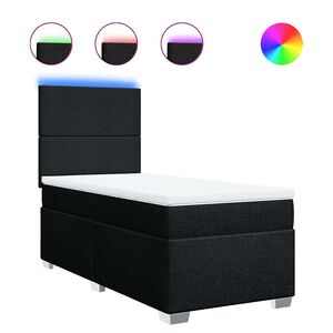 vidaXL Sommier &agrave; lattes de lit et matelas Noir 80x200 cm Tissu