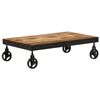 vidaXL Table basse avec roulettes Bois de manguier massif 100x60x26 cm