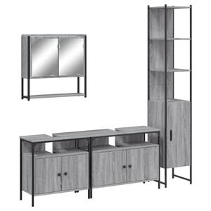 vidaXL Ensemble de meubles de salle de bain 4 pcs Sonoma gris