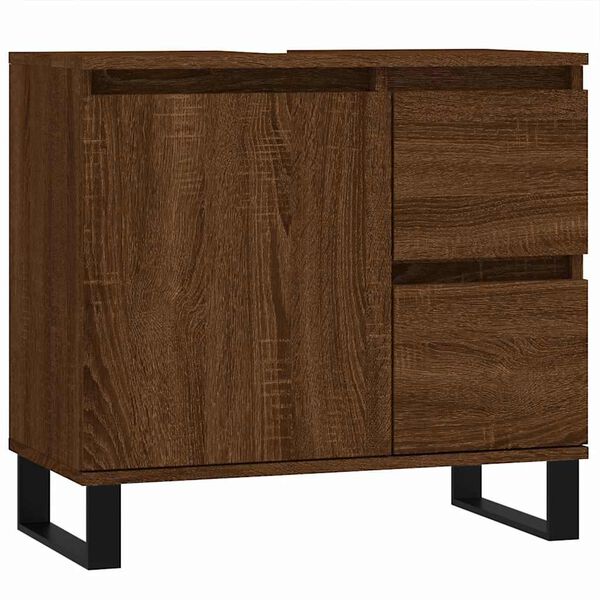 vidaXL Armoire de bain ch&ecirc;ne marron 65x33x60 cm bois d'ing&eacute;nierie