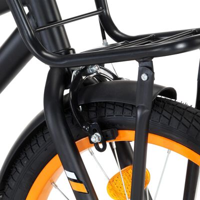 vidaXL Vélo d'enfant avec porte-bagages avant 18 pouces Noir et orange