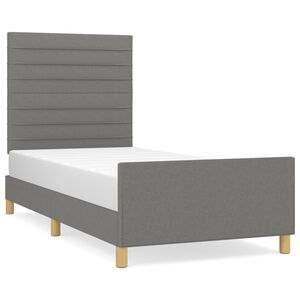 vidaXL Cadre de lit sans matelas gris fonc&eacute; 90x190 cm tissu