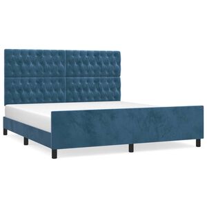vidaXL Cadre de lit sans matelas bleu fonc&eacute; velours
