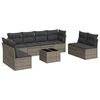vidaXL Salon de jardin 9 pcs avec coussins gris r&eacute;sine tress&eacute;e