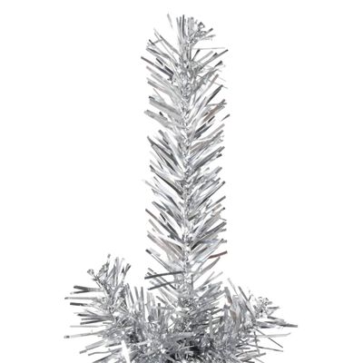 vidaXL Demi sapin de Noël artificiel mince avec support Argenté 120 cm