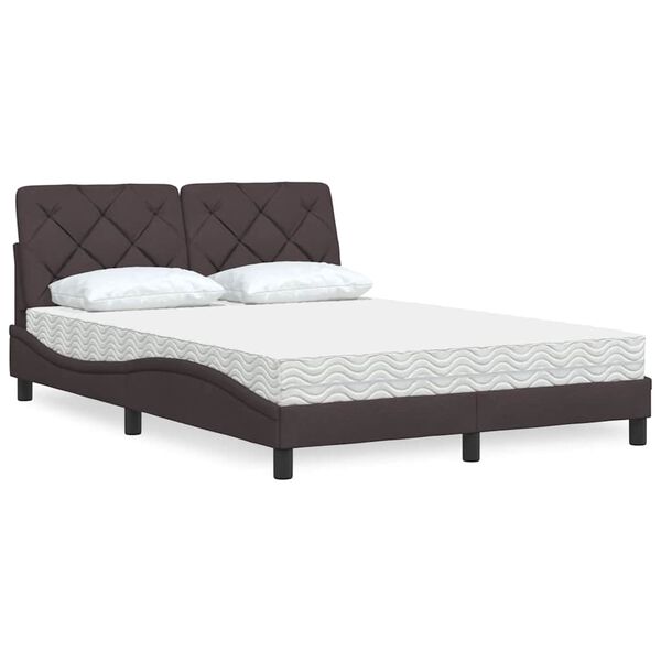 vidaXL Lit avec matelas marron fonc&eacute; 140x200 cm tissu