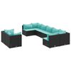 vidaXL Salon de jardin 9 pcs avec coussins noir r&eacute;sine tress&eacute;e