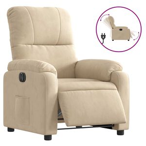 vidaXL Fauteuil inclinable &eacute;lectrique cr&egrave;me tissu microfibre