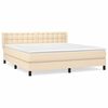 vidaXL Sommier &agrave; lattes de lit avec matelas Cr&egrave;me 180x200 cm Tissu