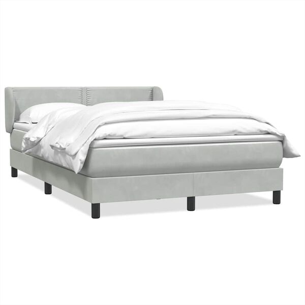 vidaXL Sommier &agrave; lattes de lit et matelas gris clair 160x210cm velours