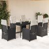 vidaXL Ensemble &agrave; manger de jardin coussins 7pcs Noir R&eacute;sine tress&eacute;e